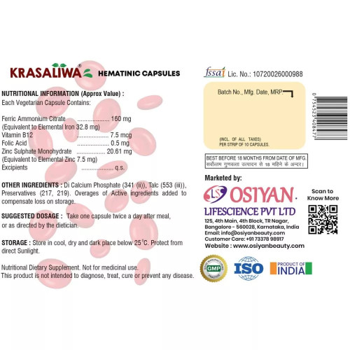 Krasaliwa Hematinic  Capsules (100 Capsules)