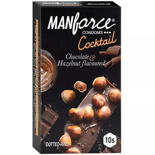 Mankind Pharma Manforce Cocktail Chocolate & Hazelnut Flavoured Dotted Ring Condoms (10pcs)