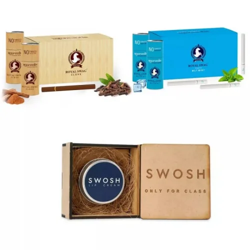 Royal Swag Ayurvedic & Herbal Cigarette Clove + Mint Flavour Smoke + Lip Cream (50 Stick Each+15gm) (1Pack)
