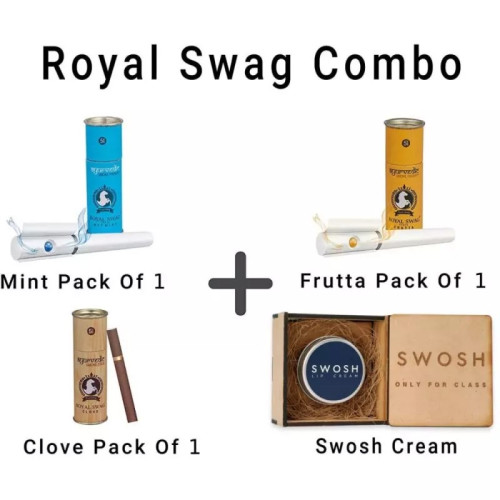 Royal Swag Ayurvedic & Herbal Cigarette Clove, Mint And Frutta Flavour Smoke (5 Stick Each), Lip Cream (15 Gm) (1Pack)