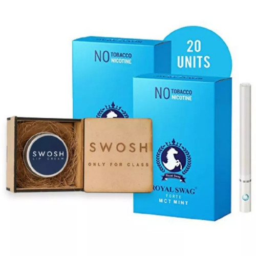 Royal Swag Ayurvedic & Herbal Cigarette Mint Flavour Smoke (20 Stick), Lip Cream (15 Gm) (1Pack)