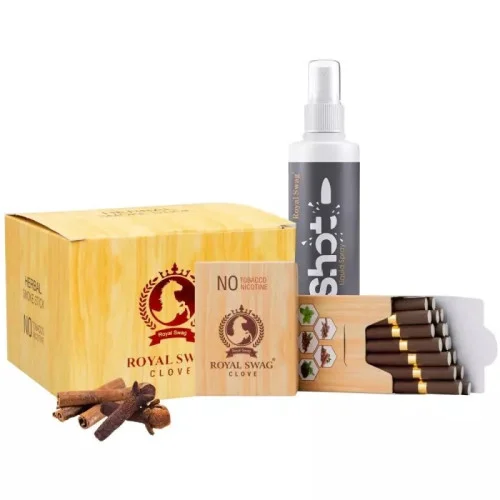 Royal Swag Ayurvedic & Herbal Cigarette Clove Flavour + Shot Liquid Spray (200 Sticks + Spray 100ml) (1Pack)