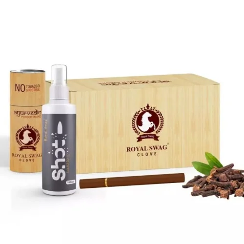 Royal Swag Ayurvedic & Herbal Cigarette Clove Flavour + Shot Liquid Spray(50 Sticks + Spray 100ml) (1Pack)