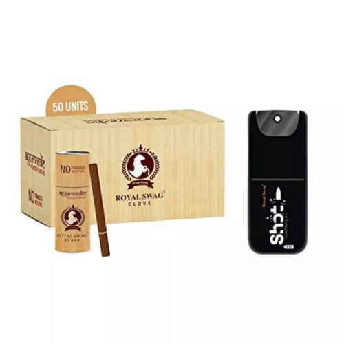 Royal Swag Ayurvedic & Herbal Cigarette Clove Flavour + Shot Liquid Spray(50 Sticks + Spray 12ml) (1Pack)