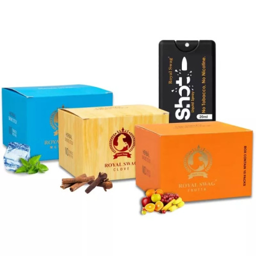 Royal Swag Ayurvedic & Herbal Cigarette, Fruta, Clove, Mint Flavour Smoke (200 Stick Each & Shot 20 Ml) (1Pack)
