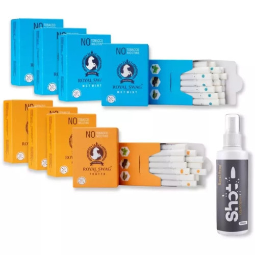 Royal Swag Ayurvedic & Herbal Cigarette, Frutta And Mint Flavour (100 Stick Each & Shot 100 Ml) (1Pack)