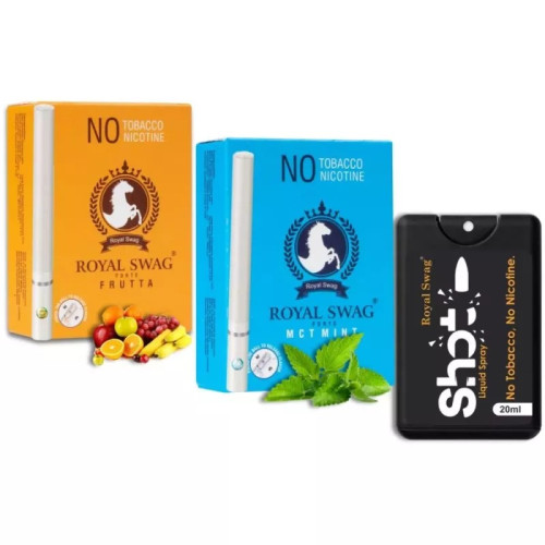 Royal Swag Ayurvedic & Herbal Cigarette, Frutta, Mint Flavour Smoke (20 Stick Each & Shot 20 Ml) (1Pack)
