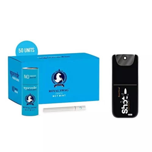 Royal Swag Ayurvedic & Herbal Cigarette, Mint Flavour Smoke (50 Sticks & Shot 12Ml) (1Pack)