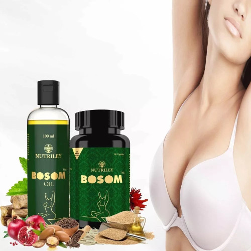 Nutriley Bosom Breast Enlargement  Capsules + Oil (60Cap + Oil 100ml) (1Pack)