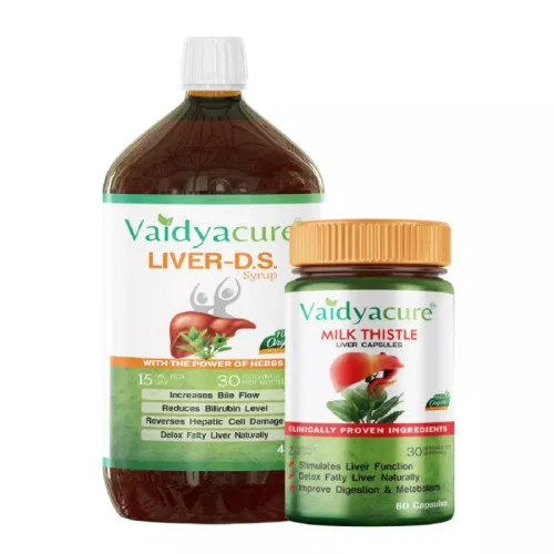 Vaidyacure Liver DS Syrup + Milk Thistle  Capsules (Syrup 450ml + 60 Capsules) (1Pack)