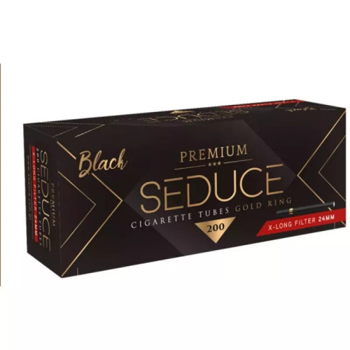 Royal Swag Seduce Premium King Size Full 24 Mm Filter Cigarette Tubes Black Gold Ring (200pcs)