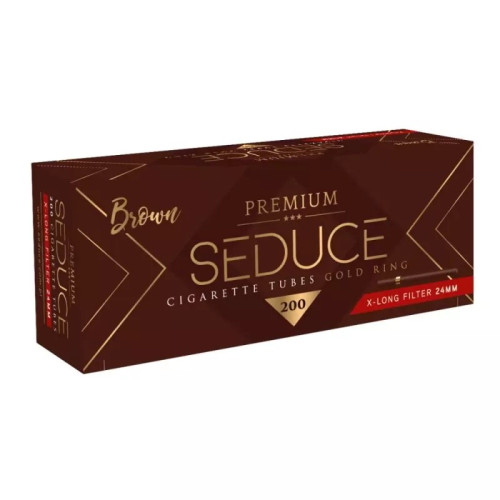 Royal Swag Seduce Premium King Size Full 24 Mm Filter Cigarette Tubes Brown Gold Ring (200pcs)