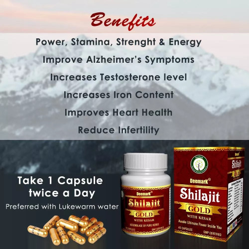 Deemark Shilajit Gold With Kesar  Capsules (45 Capsules, Pack of 3)