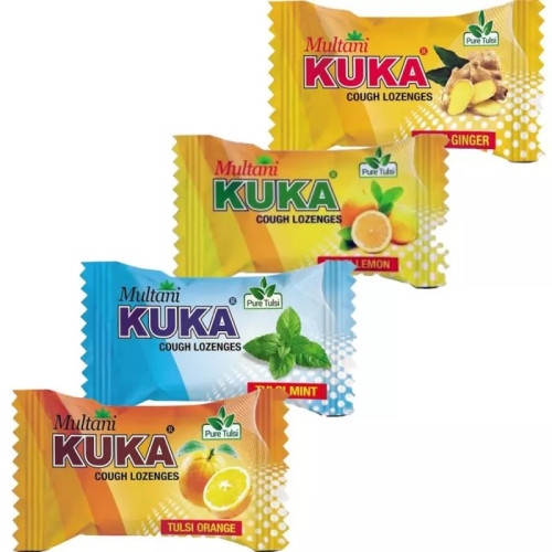 Multani Kuka Cough Lozenges Combo (All Flavors) (Tulsi Mint+ Tulsi Orange + Tulsi Lemon + Tulsi Ginger Each 150Pcs) (1Pack)