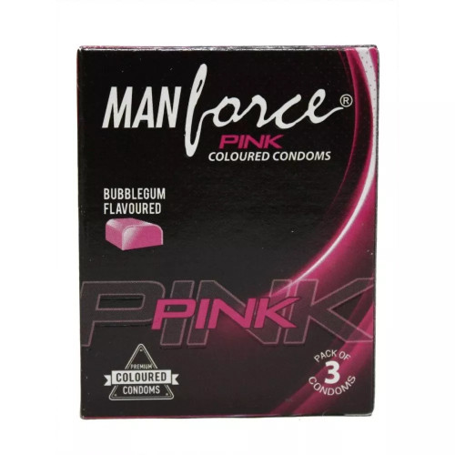 Mankind Pharma Manforce Pink Coloured Condoms Bubble Gum Flavoured (3pcs)