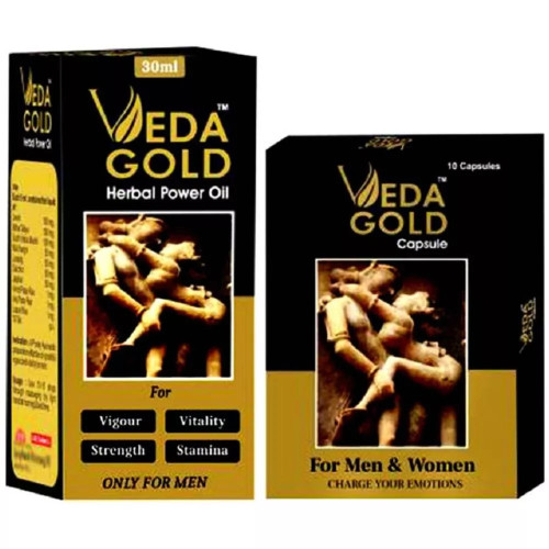 Veda Gold Herbal Power Oil & Veda Gold  Capsules (Oil 30ml +10Cap) (1Pack)