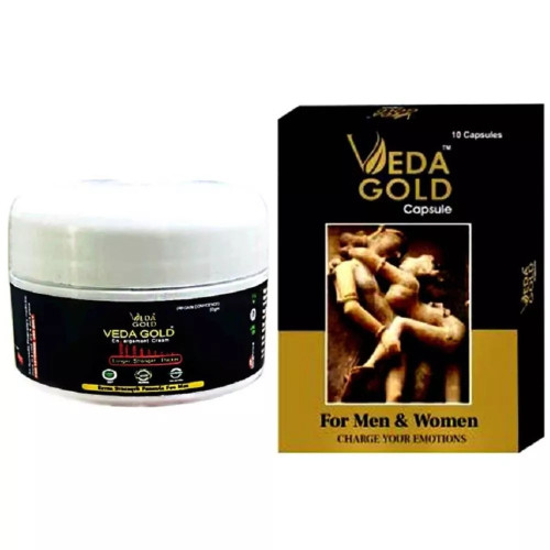 Veda Gold Enlargement Cream + Veda Gold  Capsules (Cream 50g + 10Cap) (1Pack)