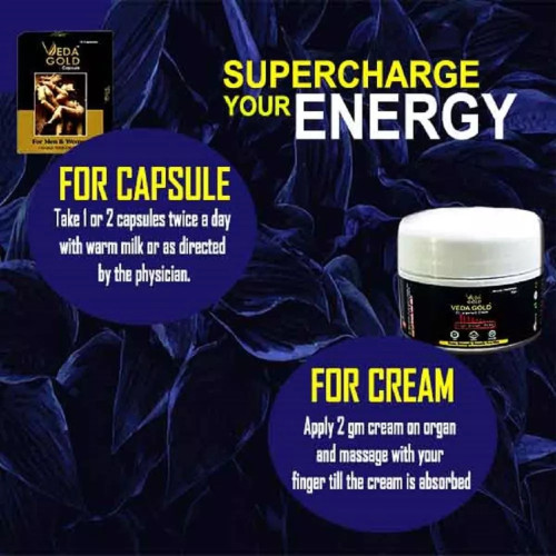 Veda Gold Enlargement Cream + Veda Gold  Capsules (Cream 50g + 10Cap) (1Pack)