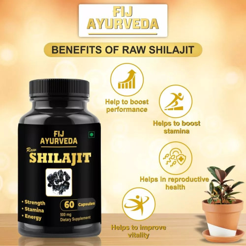 Fij Ayurveda Raw Shilajit Extract  Capsulesule (60 Capsules)