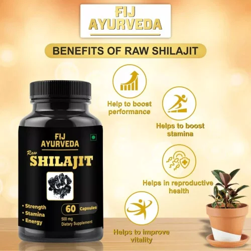 Fij Ayurveda Raw Shilajit Extract  Capsulesule (60 Capsules)