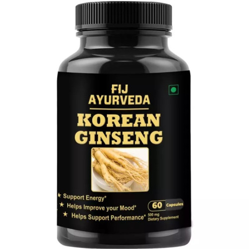 Fij Ayurveda Korean Ginseng Root Extract Dietary Supplement  Capsules (60 Capsules)