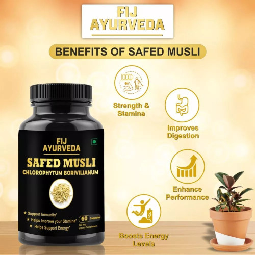 Fij Ayurveda Safed Musli Extract  Capsulesule (60 Capsules)