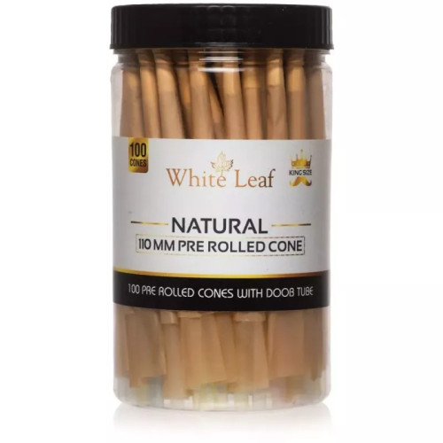 White Leaf Natural 110 MM Pre Rolled Cone With Doob Tube (100pcs)