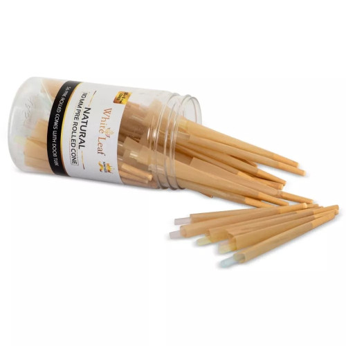 White Leaf Natural 110 MM Pre Rolled Cone With Doob Tube (56pcs)