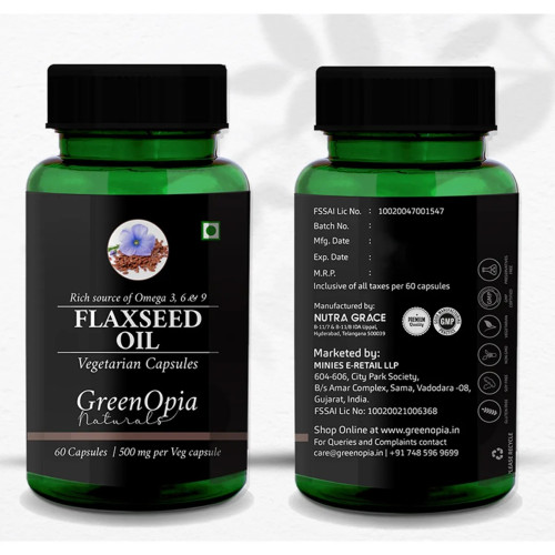 GreenOpia Naturals Flaxseed Oil Vegan  Capsules (60cap)