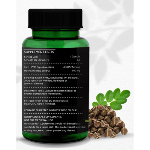 GreenOpia Naturals Moringa Seed Oil Vegan  Capsules (60cap)