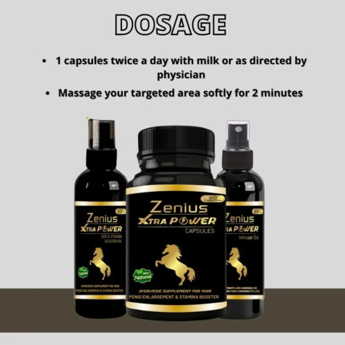Zenius India Xtra Power Oil + Xtra Power  Capsules + Xtra Power Gel (Oil 50ml + 60Cap + Gel 50ml) (1Pack)