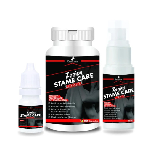 Zenius India Stame Care  Capsules + Stame Care Oil (60Cap + 15ml + 50ml Oil) (1Pack)