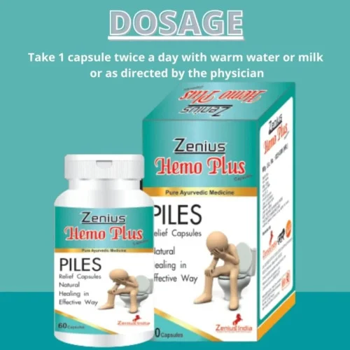 Zenius India Hemo Plus  Capsulesule For Piles Stop (60cap)