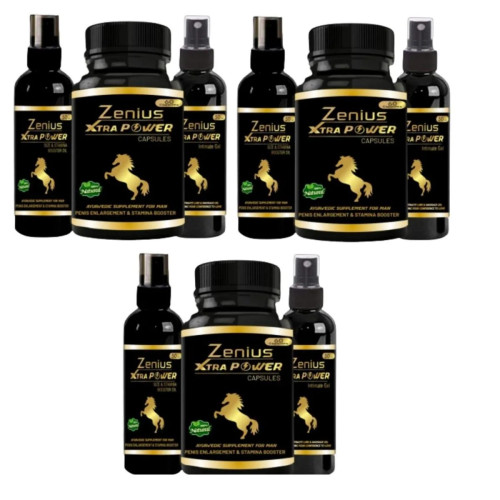 Zenius India Xtra Power Oil + Xtra Power  Capsules + Xtra Power Gel (Oil 50ml + 60Cap + Gel 50ml) (1Pack, Pack of 3)