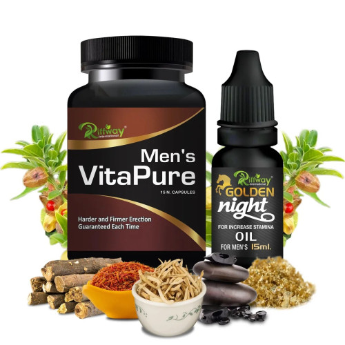 Riffway Mens Vita Pure  Capsules + Golden Night Oil (15Cap + 15 ml Oil) (1Pack)