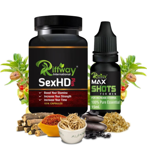Riffway Sex Hd Plus  Capsules + Max Shots Oil (15Cap + 15ml Oil) (1Pack)