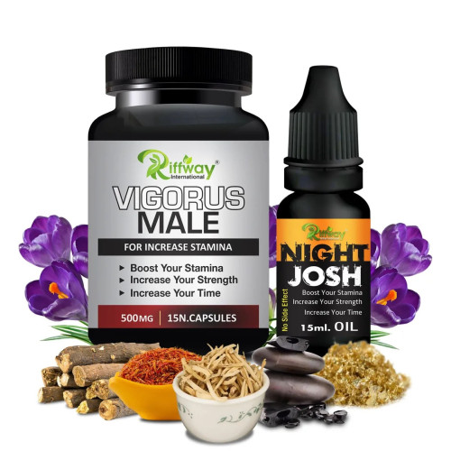Riffway Vigorus Male  Capsules + Night Josh Oil (15Cap + 15ml Oil) (1Pack)