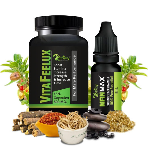 Riffway Vitafeelux  Capsules + Man Max Oil (15  Capsules + 15 ml) (1Pack)
