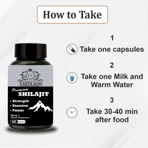 Earth King Premium Shilajit  Capsulesule (60 Capsules)