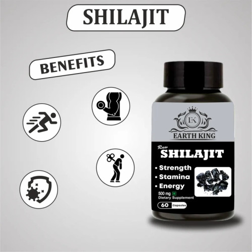 Earth King Raw Shilajit Strength Stamina Energy  Capsulesule (60 Capsules)