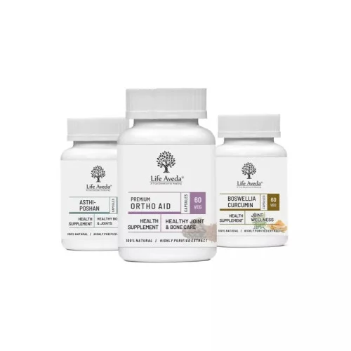 Life Aveda Asthi - Poshan + Ortho Aid + Boswellia Curcumin Combo (60  Capsules each) (1Pack)