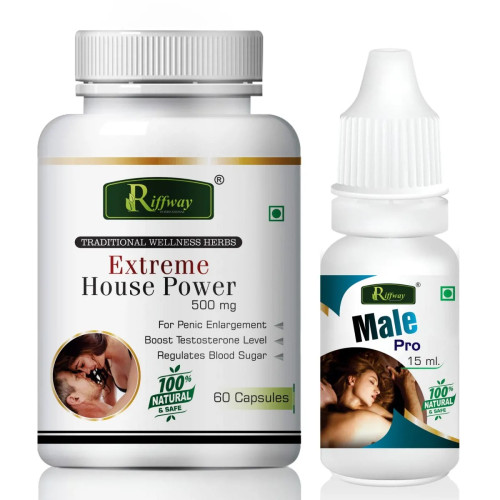 Riffway Extreme House Power  Capsules 500mg + Male Pro Oil (60Cap + 15ml Oil) (1Pack)