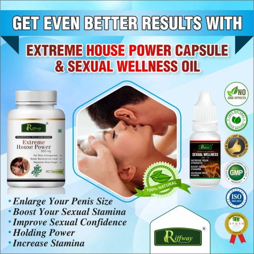 Riffway Extreme House Power  Capsules 500mg + Sexual Wellness Oil (60Cap + 15ml Oil) (1Pack)