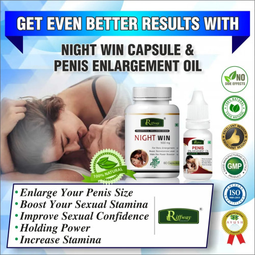 Riffway Night Win  Capsules + Penis Enlargement Oil (60Cap + 15ml Oil) (1Pack)