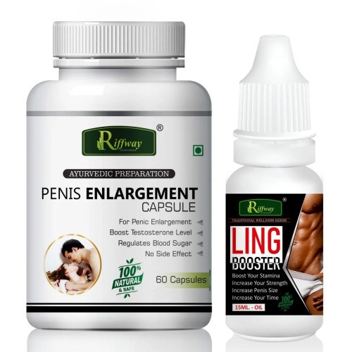 Riffway Penis Enlargement  Capsules + Ling Booster Oil (60Cap + 15ml Oil) (1Pack)