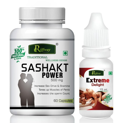 Riffway Sashakt Power  Capsules + Extreme Delight Oil (60Cap + 15ml Oil) (1Pack)