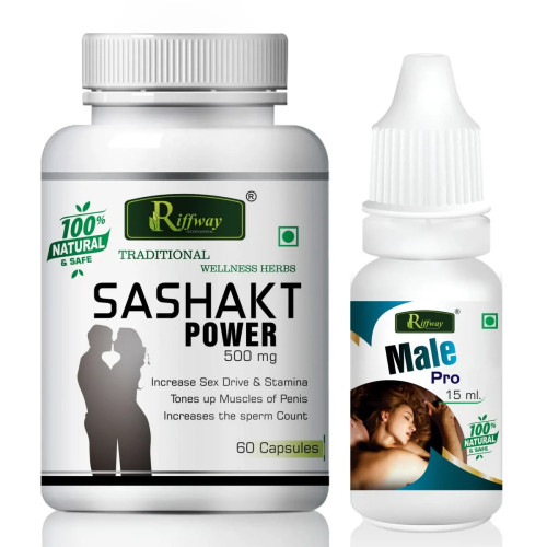 Riffway Sashakt Power  Capsules + Male Pro Oil (60Cap + 15ml Oil) (1Pack)