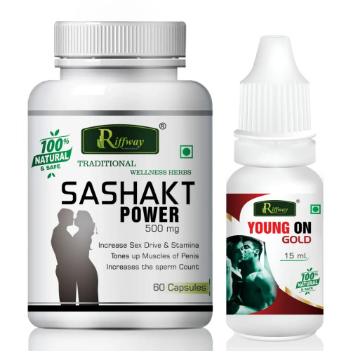 Riffway Sashakt Power  Capsules + Young On Gold Oil (60Cap + 15ml Oil) (1Pack)