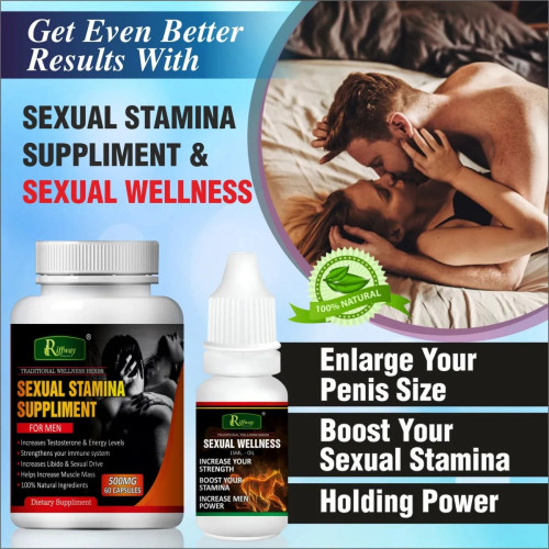 Riffway Sexual Stamina Supplement  Capsules + Sexual Wellness Oil (60Cap + 15ml Oil) (1Pack)