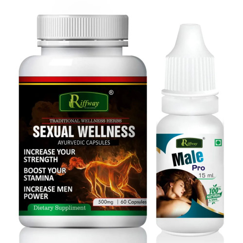 Riffway Sexual Wellness  Capsules + Male Pro Oil (60Cap + 15ml Oil) (1Pack)